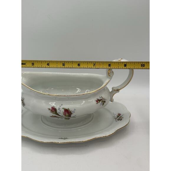 Vintage Antique Haviland Germany Bavaria Rose Gravy Boat And Underplate New - Picture 6 of 8